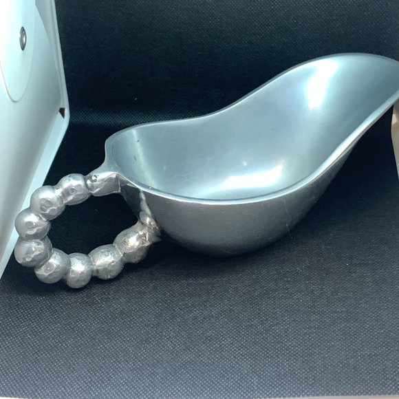 Threshold Silver Aluminum Porcelain Gravy Boat With Circles or Marbles - Picture 2 of 5